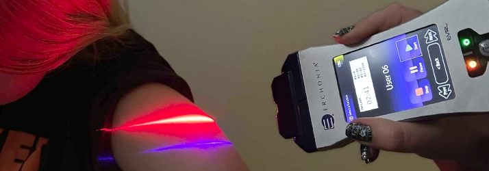 Chiropractic Bloomington IL Patient Receiving Laser Therapy On Shoulder Chiropractic Bloomington IL Patient Receiving Laser Therapy On Shoulder